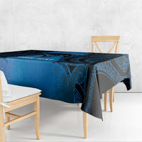 Personalised Moko Kauae New Zealand Tablecloth Maori Chin Tattoo Blue LT14 - Polynesian Pride