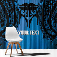 Personalised Moko Kauae New Zealand Window Curtain Maori Chin Tattoo Blue - Polynesian Pride