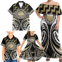 Aotearoa Waikato Tainui Personalised Family Matching Off Shoulder Maxi Dress and Hawaiian Shirt Maori Iwi Poutama Puhoro Tattoo LT14 - Polynesian Pride