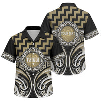 Aotearoa Waikato Tainui Personalised Family Matching Off Shoulder Maxi Dress and Hawaiian Shirt Maori Iwi Poutama Puhoro Tattoo LT14 Son's Shirt Old Yellow - Polynesian Pride