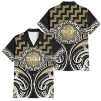 Aotearoa Waikato Tainui Personalised Family Matching Tank Maxi Dress and Hawaiian Shirt Maori Iwi Poutama Puhoro Tattoo LT14 Dad's Shirt - Short Sleeve Old Yellow - Polynesian Pride