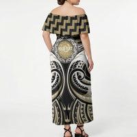Aotearoa Waikato Tainui Personalised Off Shoulder Maxi Dress Maori Iwi Poutama Puhoro Tattoo LT14 - Polynesian Pride