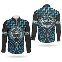 Aotearoa Ngati Kahungunu Personalised Couples Matching Off The Shoulder Long Sleeve Dress and Long Sleeve Button Shirt Maori Iwi Poutama Puhoro Tattoo LT14 - Polynesian Pride
