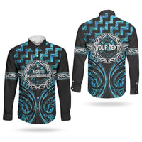 Aotearoa Ngati Kahungunu Personalised Couples Matching Puletasi and Long Sleeve Button Shirt Maori Iwi Poutama Puhoro Tattoo LT14 - Polynesian Pride
