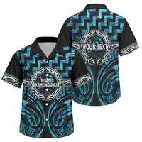Aotearoa Ngati Kahungunu Personalised Family Matching Summer Maxi Dress and Hawaiian Shirt Maori Iwi Poutama Puhoro Tattoo LT14 Son's Shirt Turquoise - Polynesian Pride
