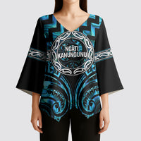 Aotearoa Ngati Kahungunu Personalised Kimono Sleeve Blouse Maori Iwi Poutama Puhoro Tattoo LT14 - Polynesian Pride