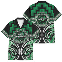 Aotearoa Ngati Maniapoto Personalised Family Matching Off Shoulder Maxi Dress and Hawaiian Shirt Maori Iwi Poutama Puhoro Tattoo LT14 Dad's Shirt - Short Sleeve Green - Polynesian Pride
