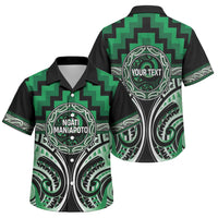 Aotearoa Ngati Maniapoto Personalised Family Matching Off Shoulder Maxi Dress and Hawaiian Shirt Maori Iwi Poutama Puhoro Tattoo LT14 Son's Shirt Green - Polynesian Pride