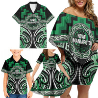 Aotearoa Ngati Maniapoto Personalised Family Matching Off Shoulder Short Dress and Hawaiian Shirt Maori Iwi Poutama Puhoro Tattoo LT14 - Polynesian Pride