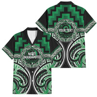 Aotearoa Ngati Maniapoto Personalised Family Matching Puletasi and Hawaiian Shirt Maori Iwi Poutama Puhoro Tattoo LT14 Dad's Shirt - Short Sleeve Green - Polynesian Pride