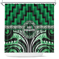 Aotearoa Ngati Maniapoto Shower Curtain Maori Iwi Poutama Puhoro Tattoo LT14 Green - Polynesian Pride