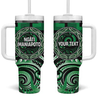 Aotearoa Ngati Maniapoto Personalised Tumbler With Handle Maori Iwi Poutama Puhoro Tattoo LT14 One Size: 40 oz Green - Polynesian Pride