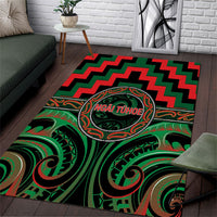 Aotearoa Ngai Tuhoe Area Rug Maori Iwi Poutama Puhoro Tattoo LT14 Green - Polynesian Pride