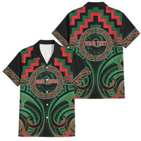Aotearoa Ngai Tuhoe Personalised Family Matching Off Shoulder Maxi Dress and Hawaiian Shirt Maori Iwi Poutama Puhoro Tattoo LT14 Dad's Shirt - Short Sleeve Green - Polynesian Pride