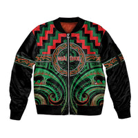 Aotearoa Ngai Tuhoe Personalised Sleeve Zip Bomber Jacket Maori Iwi Poutama Puhoro Tattoo LT14 Unisex Green - Polynesian Pride