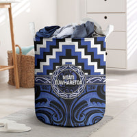 Aotearoa Ngati Tuwharetoa Laundry Basket Maori Iwi Poutama Puhoro Tattoo LT14 Blue - Polynesian Pride