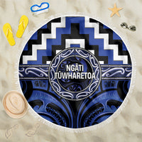 Aotearoa Ngati Tuwharetoa Beach Blanket Maori Iwi Poutama Puhoro Tattoo LT14 One Size 150cm Blue - Polynesian Pride