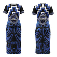 Aotearoa Ngati Tuwharetoa Personalised Couples Matching Short Sleeve Bodycon Dress and Hawaiian Shirt Maori Iwi Poutama Puhoro Tattoo LT14 - Polynesian Pride