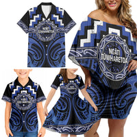 Aotearoa Ngati Tuwharetoa Personalised Family Matching Off Shoulder Short Dress and Hawaiian Shirt Maori Iwi Poutama Puhoro Tattoo LT14 - Polynesian Pride