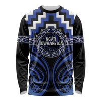 Aotearoa Ngati Tuwharetoa Personalised Long Sleeve Shirt Maori Iwi Poutama Puhoro Tattoo LT14 Unisex Blue - Polynesian Pride