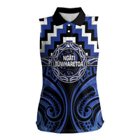 Aotearoa Ngati Tuwharetoa Personalised Women Sleeveless Polo Shirt Maori Iwi Poutama Puhoro Tattoo LT14 Female Blue - Polynesian Pride