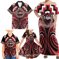 Aotearoa Te Arawa Personalised Family Matching Off Shoulder Maxi Dress and Hawaiian Shirt Maori Iwi Poutama Puhoro Tattoo LT14 - Polynesian Pride