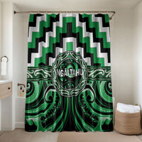 Aotearoa Ngai Tahu Bathroom Set Maori Iwi Poutama Puhoro Tattoo LT14 Shower Curtain Only Green - Polynesian Pride