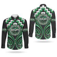 Aotearoa Ngai Tahu Personalised Couples Matching Short Sleeve Bodycon Dress and Long Sleeve Button Shirt Maori Iwi Poutama Puhoro Tattoo LT14 - Polynesian Pride