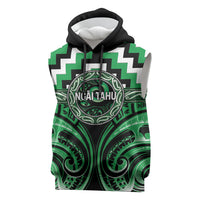 Aotearoa Ngai Tahu Personalised Sleeveless Hoodie Maori Iwi Poutama Puhoro Tattoo LT14 Green - Polynesian Pride