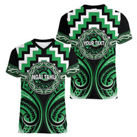 Aotearoa Ngai Tahu Personalised Women V-Neck T-Shirt Maori Iwi Poutama Puhoro Tattoo LT14 - Polynesian Pride