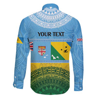 Personalised Malampa Fiji Day Family Matching Long Sleeve Bodycon Dress and Hawaiian Shirt 10 October Fijian Tapa Flag Style