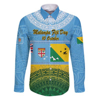Personalised Malampa Fiji Day Family Matching Puletasi and Hawaiian Shirt 10 October Fijian Tapa Flag Style