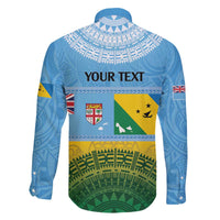 Personalised Malampa Fiji Day Family Matching Puletasi and Hawaiian Shirt 10 October Fijian Tapa Flag Style