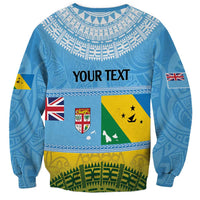 Personalised Malampa Fiji Day Sweatshirt 10 October Fijian Tapa Flag Style
