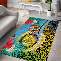 Vanuatu Malampa Fiji Day Area Rug Happy 10 October With Maps Tropical Flowers