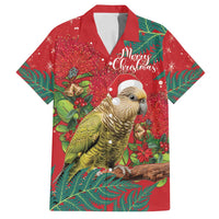 Personalised New Zealand Kakapo Christmas Family Matching Puletasi and Hawaiian Shirt Meri Kirihimete Silver Fern Mix Pohutukawa LT14 Dad's Shirt - Short Sleeve Red - Polynesian Pride