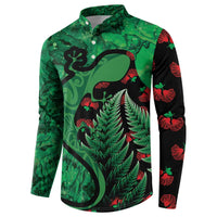 New Zealand Gecko Christmas Button Sweatshirt Meri Kirihimete Paua Shell Mix Pohutukawa LT14 - Polynesian Pride