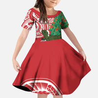 Personalised New Zealand Tuatara Christmas Family Matching Long Sleeve Bodycon Dress and Hawaiian Shirt Meri Kirihimete Aotearoa Maori Mix Pohutukawa