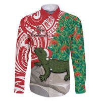 Personalised New Zealand Tuatara Christmas Family Matching Summer Maxi Dress and Hawaiian Shirt Meri Kirihimete Aotearoa Maori Mix Pohutukawa