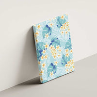 Pastel Cyan Tropical Hawaii Canvas Wall Art Seamless Monstera Plumeria Hawaiian Pattern LT14 - Polynesian Pride
