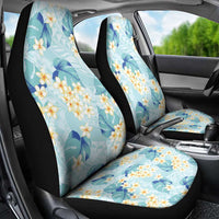 Pastel Cyan Tropical Hawaii Car Seat Cover Seamless Monstera Plumeria Hawaiian Pattern - Polynesian Pride