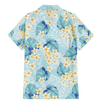 Pastel Cyan Tropical Hawaii Family Matching Mermaid Dress and Hawaiian Shirt Seamless Monstera Plumeria Hawaiian Pattern - Polynesian Pride