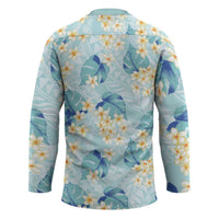 Pastel Cyan Tropical Hawaii Hockey Jersey Seamless Monstera Plumeria Hawaiian Pattern LT14 - Polynesian Pride
