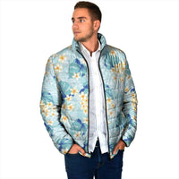 Pastel Cyan Tropical Hawaii Padded Jacket Seamless Monstera Plumeria Hawaiian Pattern LT14 - Polynesian Pride