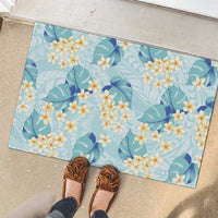 Pastel Cyan Tropical Hawaii Rubber Doormat Seamless Monstera Plumeria Hawaiian Pattern LT14 - Polynesian Pride