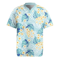 Pastel Cyan Tropical Hawaii Rugby Jersey Seamless Monstera Plumeria Hawaiian Pattern LT14 Pastel Cyan - Polynesian Pride