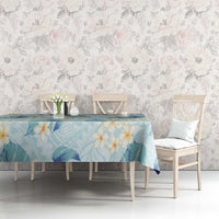 Pastel Cyan Tropical Hawaii Tablecloth Seamless Monstera Plumeria Hawaiian Pattern - Polynesian Pride