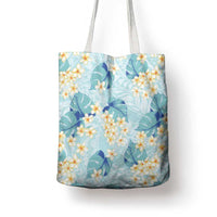 Pastel Cyan Tropical Hawaii Tote Bag Seamless Monstera Plumeria Hawaiian Pattern LT14 - Polynesian Pride