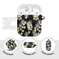 Black Tropical Hawaii AirPods Case Seamless Monstera Plumeria Hawaiian Pattern - Polynesian Pride