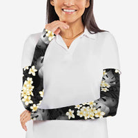 Black Tropical Hawaii Arm Sleeves Seamless Monstera Plumeria Hawaiian Pattern - Polynesian Pride